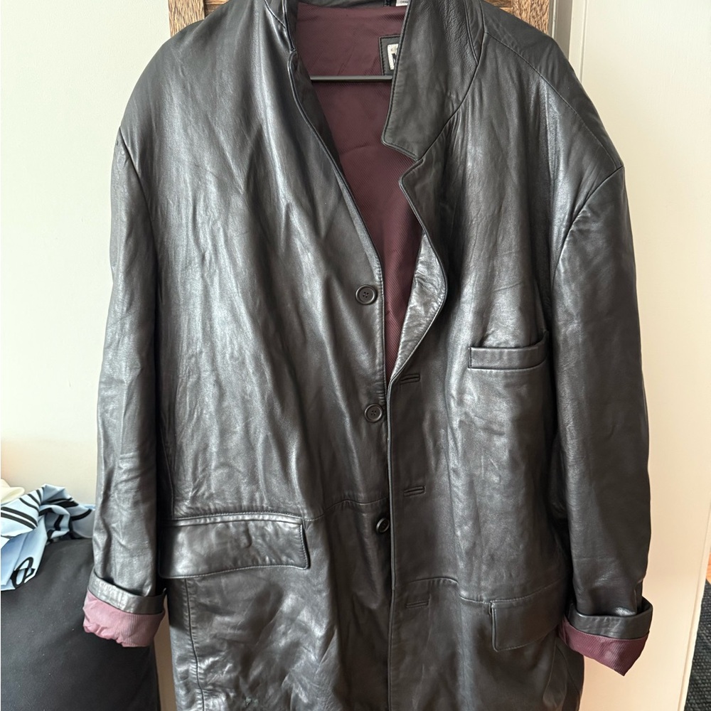 Milano Dark Brown Leather Trench Coat